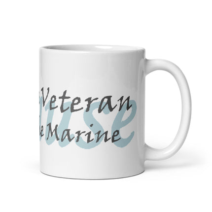 Woman Marine Veteran Mug - White Glossy Coffee Cup for Military Support & Gift