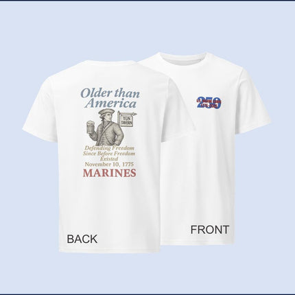 US Marine Corps 250th Birthday T-Shirt Patriotic Military Apparel Veteran Gift Tee