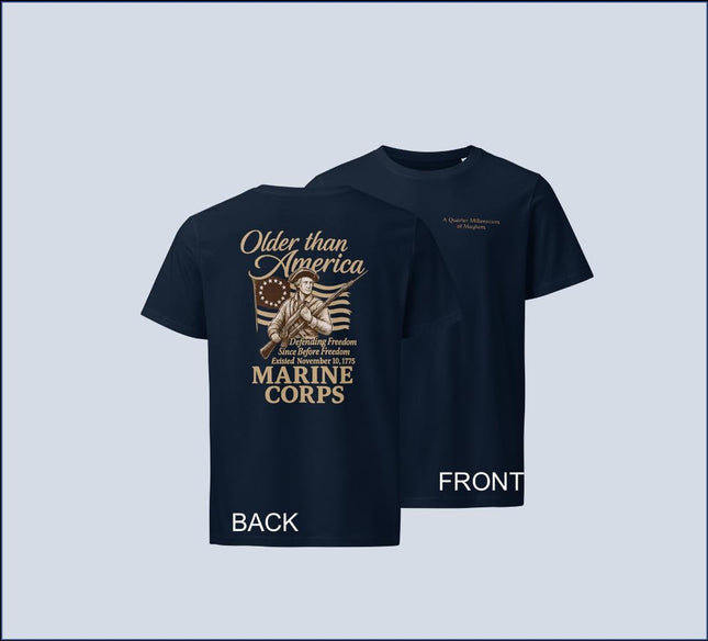 US Marine Corps 250th Birthday T-Shirt Unisex Organic Mid-Light Cotton Military Commemorative Shirt