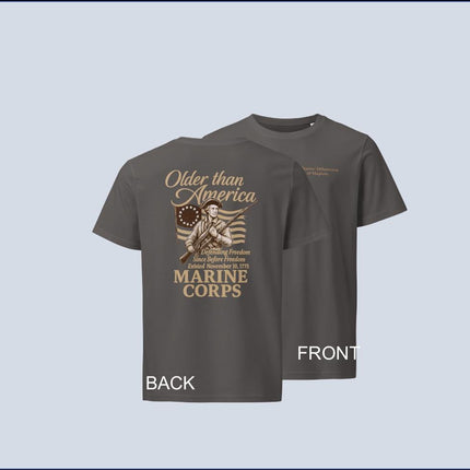 US Marine Corps 250th Birthday T-Shirt Unisex Organic Mid-Light Cotton Military Commemorative Shirt
