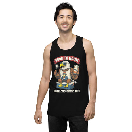 4th of July Born to Boom Mens Premium Tank Top - Patriotic Independence Day Shirt for Fireworks Fans